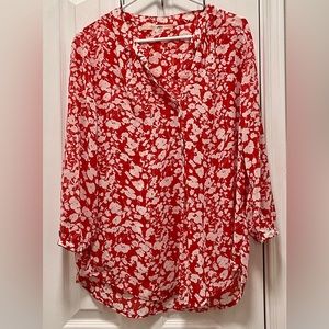 GIBSON WOMENS BLOUSE, RED & WHITE, size large
